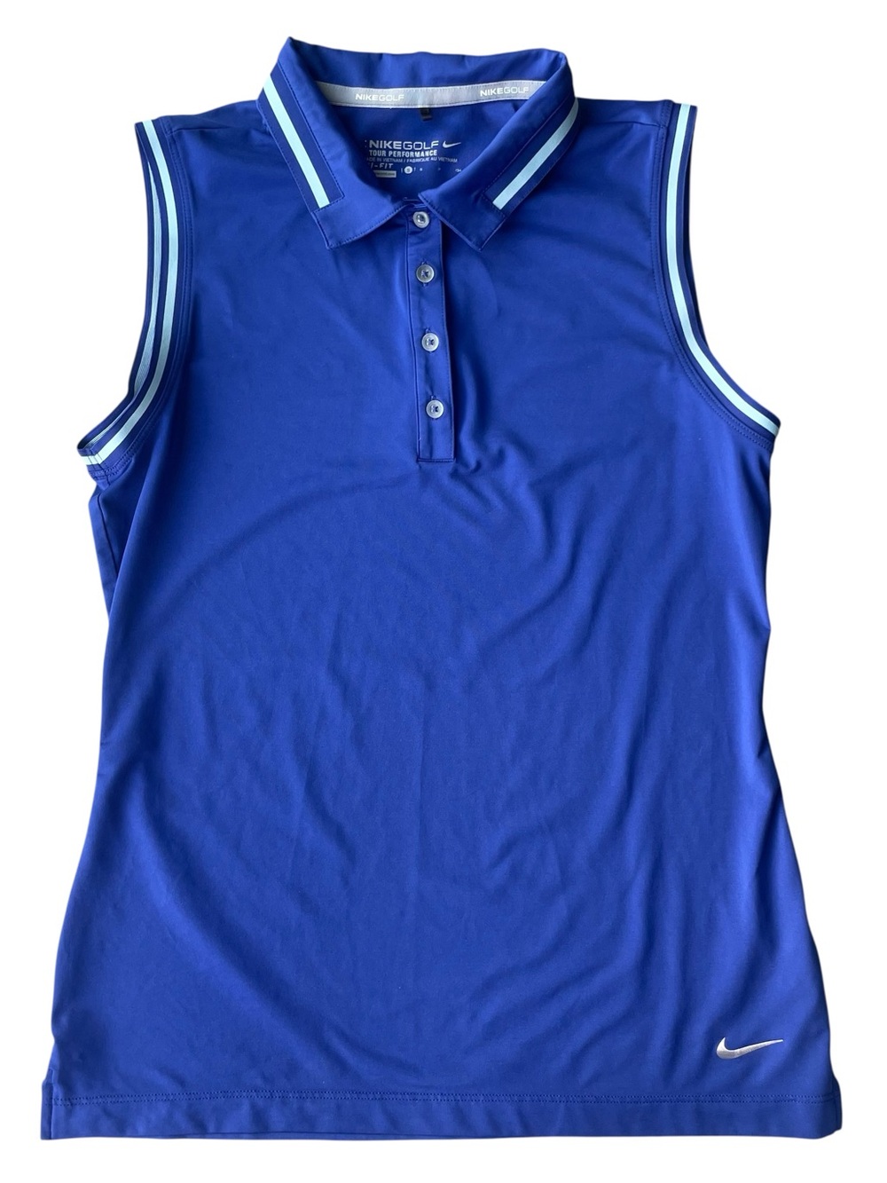 Nike Golf Performance Women’s Sleeveless Top Size S Cobalt Blue White Tipped